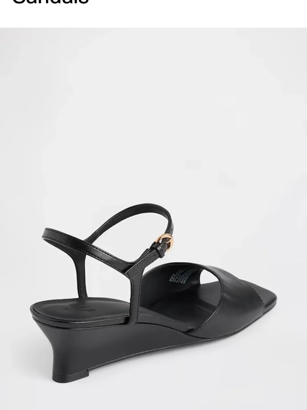 GAP Black Vegan Leather Ankle-Strap Wedge Sandals